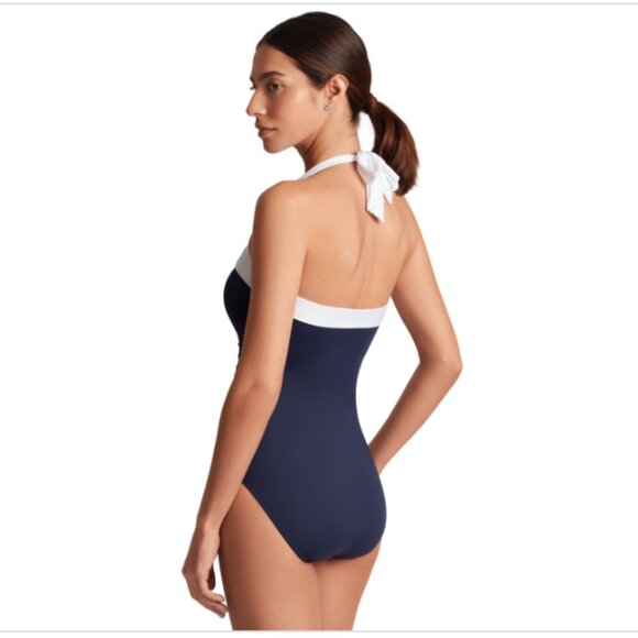 Lauren Ralph Lauren Bel Air One-Piece Swimsuit Blue Size 8 6674 - Picture 2 of 2